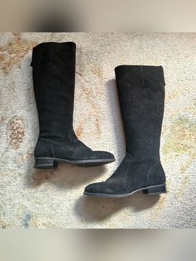 Black Suede Knee High Boots
